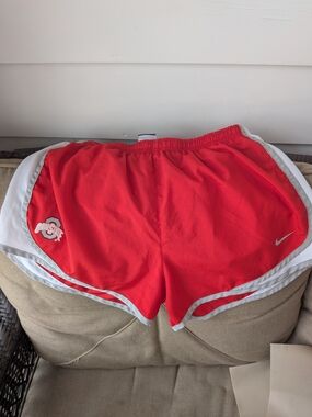 Nike Women's Red Athletic Shorts with Ohio State Logo